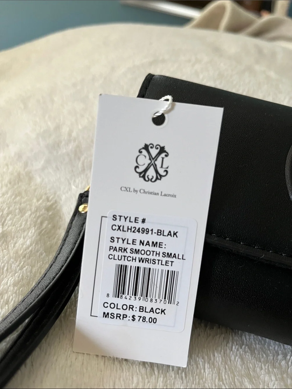 Christian Lacroix Black Wristlet Phone Case with Embossed Logo
